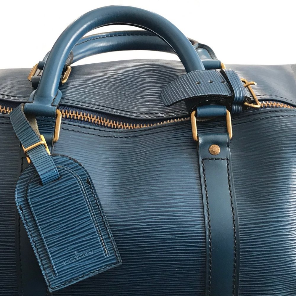 LOUIS VUITTON Keepall 55 Travel Hand Bag Epi Leather Blue - Picture 8 of 10